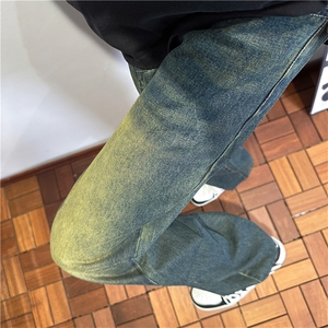 k1093-p45-控68  M-5XL现货磨白渐变宽松cleanfit牛仔裤图片
