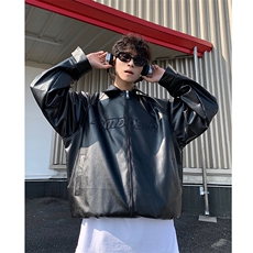PY08-P90新款中性美式刺绣夹克复古情侣皮衣休闲宽松外套男，男装夹克，电商B327