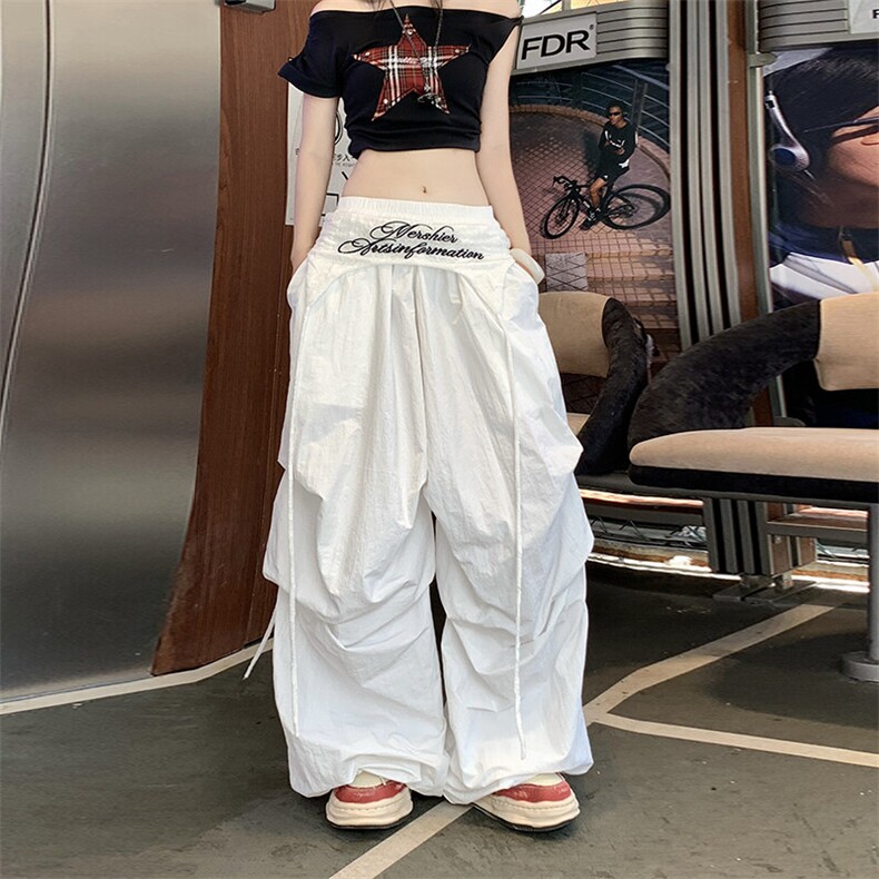 美式复古腰封叠穿设计感阔腿裤男女宽松休闲运动直筒裤YD9043-P65图片
