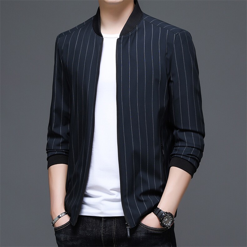 男装夹克春夏高端薄款男士外套中年商务休闲修身潮流运动服时尚图片