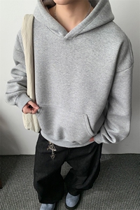 加绒银狐绒无帽绳连帽卫衣重磅450克boxy潮棉外套男潮AH932JR-P42图片