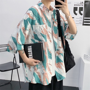 夏季夏威夷花衬衫短袖男士韩版潮流ins宽松半袖衬衣服C1030-P33图片