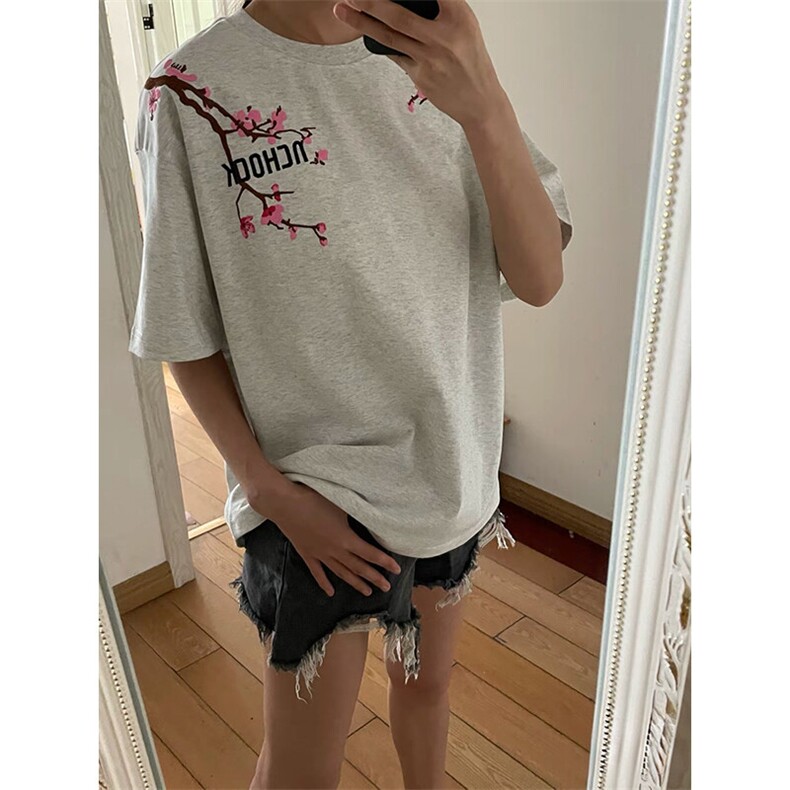 万针全刺绣工艺抖音得物高品质260克重磅纯棉双纱美式高街短袖T恤,男装T恤,电商A486-1