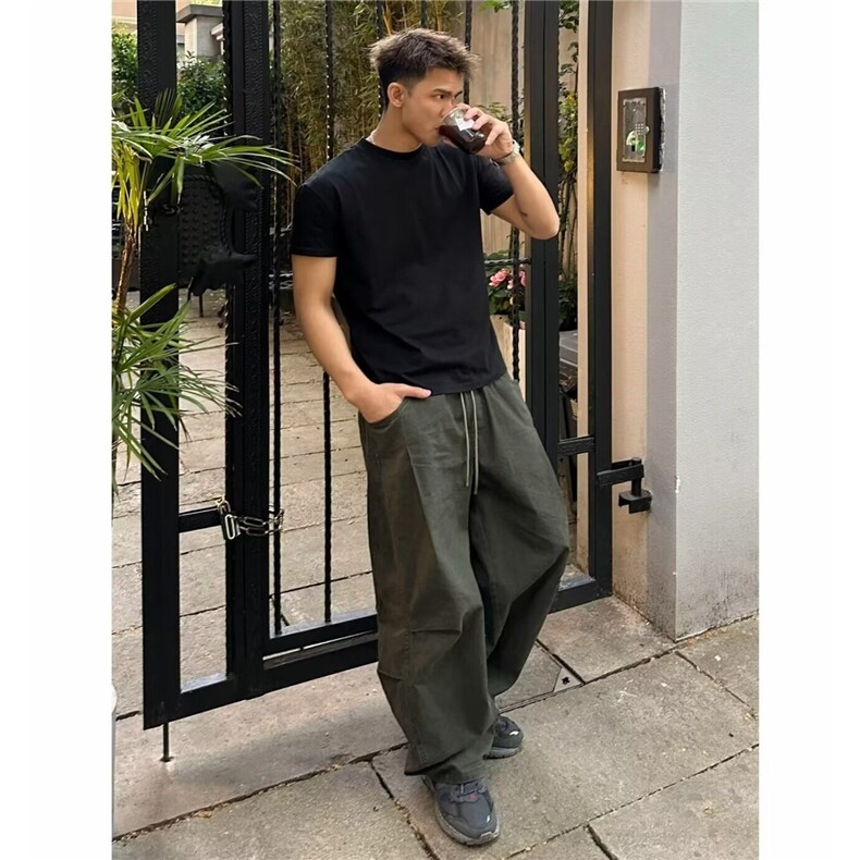 日系弯刀工装裤直筒男士水洗休闲纯棉裤子网图1001-1-HR80-P55，男装棉裤，星座1001-1