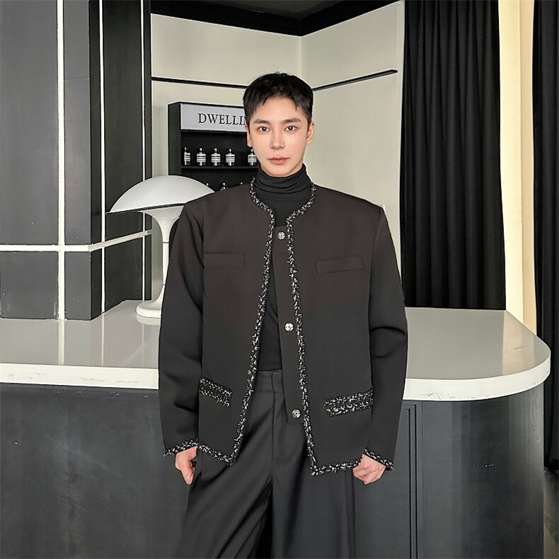 秋冬季男短款外套小众个性花边设计感夹克上衣潮牌A345-626-P135，男装夹克，电商A345