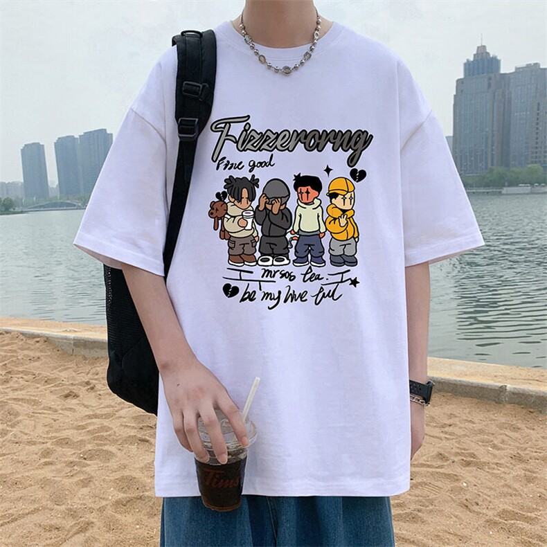 T825港风潮牌高街美式短袖T恤男夏季新款宽松半袖ins重磅纯棉体恤,男装T恤,星座304A-1