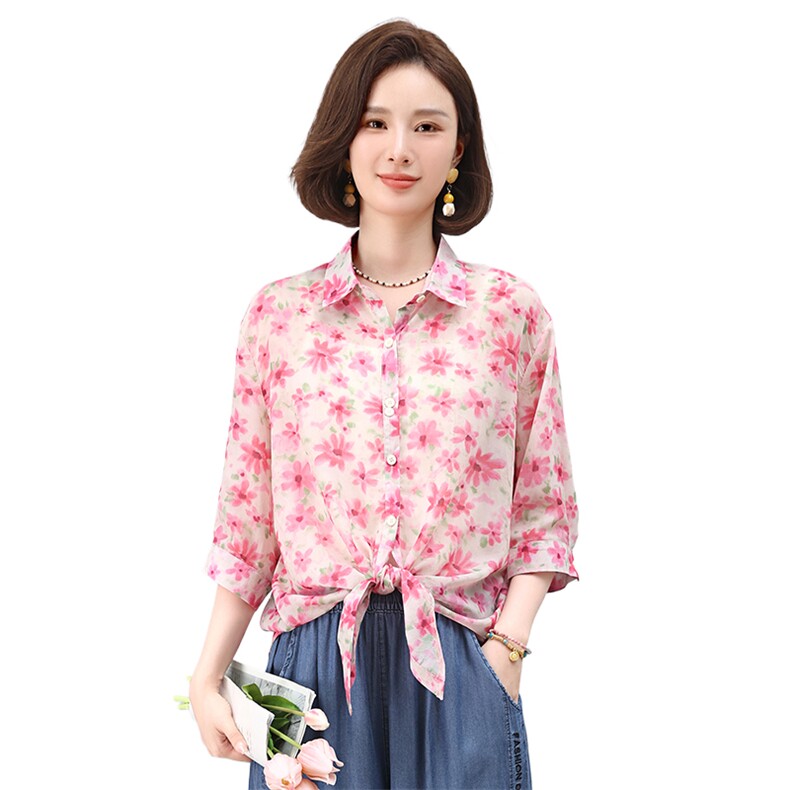 叶笙衣2553印花宽松开衬,女装衬衫,叶笙衣