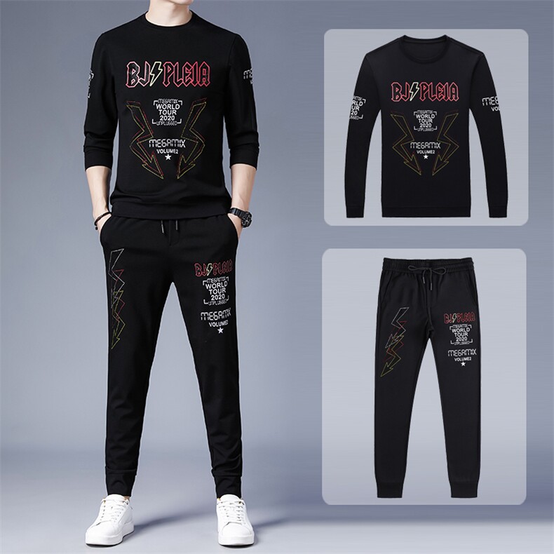 春秋季男士长袖t恤男2023年中青年休闲运动套装春季男装两件套潮，男装休闲套装，电商B212（原钱塘6029）
