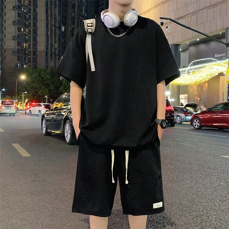 ！2025夏季新款男士提花短袖套装TZH259（TT246+DK259）特P50,男装T恤,电商B220