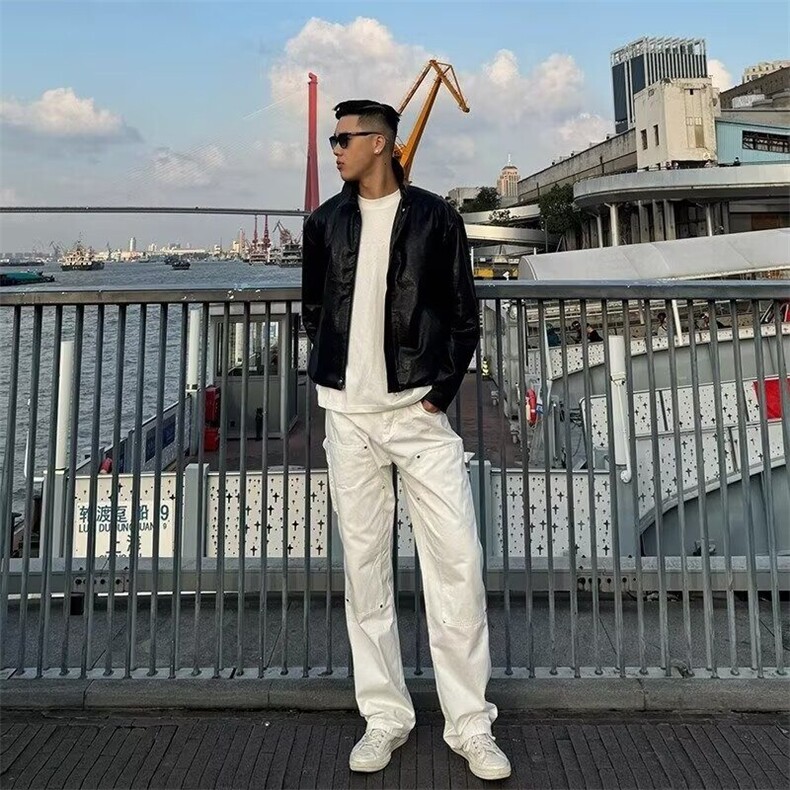 重磅字母长袖t恤男2025新款春季中长款宽松美式复古纯棉上衣,男装T恤,星座506A