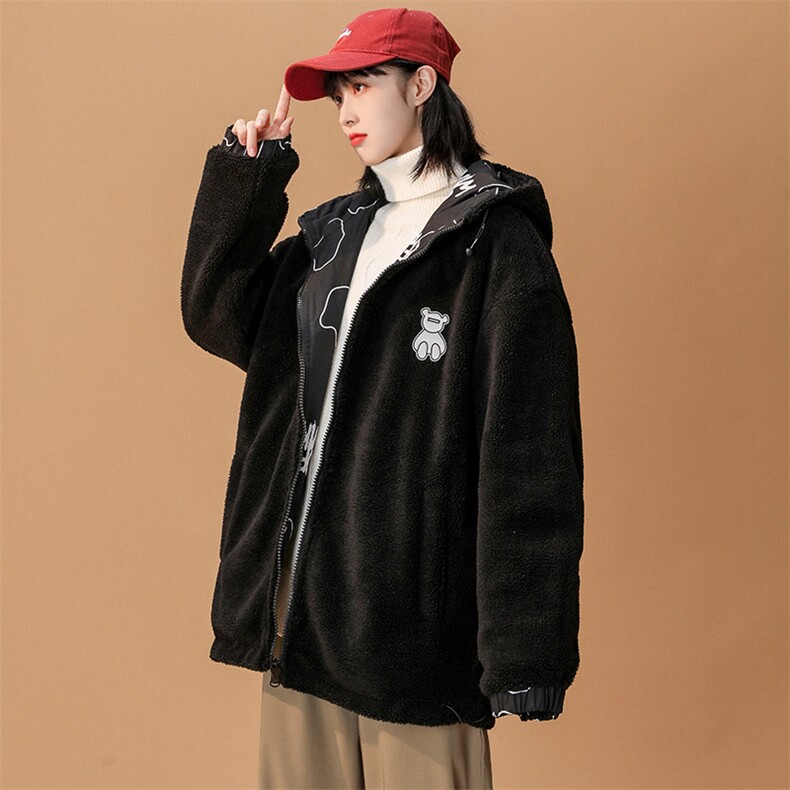 2023冬季中性风羊羔绒棉衣两面穿加绒外套男女8830-P115控价138,男装棉衣,电商A441-1