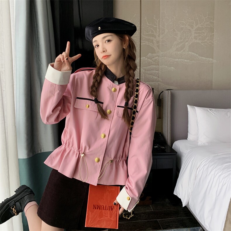 182-8356-135-198-卡其色风衣外套，女装短外套，帛香坊