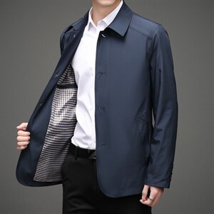 BH908钱塘2020-2秋季新款中老年男士休闲翻领风衣夹克外套P120图片