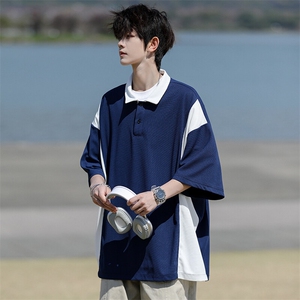 8XL-M拼接撞色短袖t恤男款夏季新款半袖POLO衫加肥加大码DT004P38图片