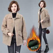 2020冬季新款时尚气质仿羊羔毛绒外套保暖舒适优雅外套，女装羊羔毛/颗粒绒，简韵佳