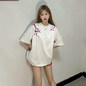 万针全刺绣工艺抖音得物高品质260克重磅纯棉双纱美式高街短袖T恤图片