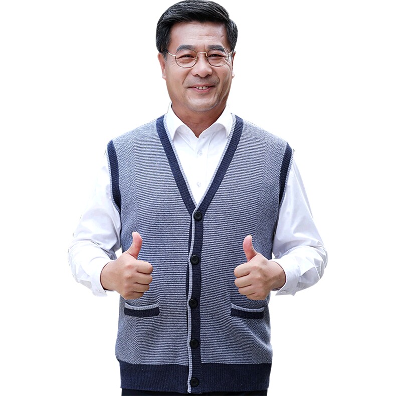2024秋冬新款中老年男款V领开衫背心马甲,男装羊绒背心,衣恋羊绒
