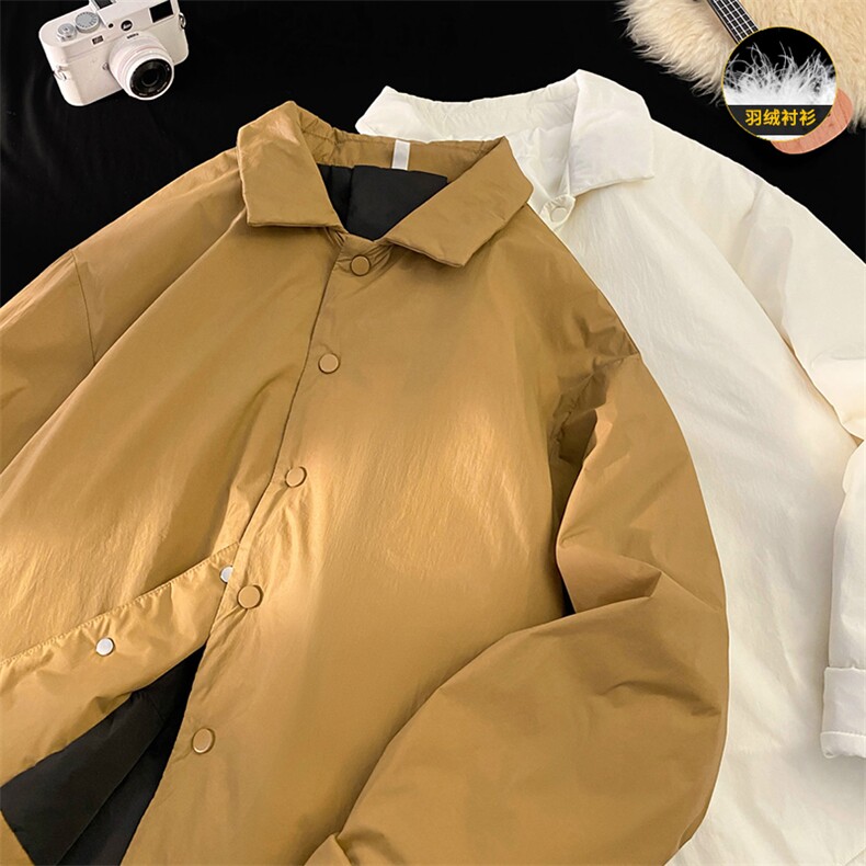 衬衫翻领羽绒服男轻薄时尚短款防寒保暖厚外套Y5870-P145【特价】,男装衬衫,电商A007
