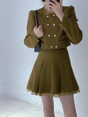 小香百褶裙套装，女装职业装，驿谷