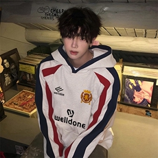 藏青色拼白灰