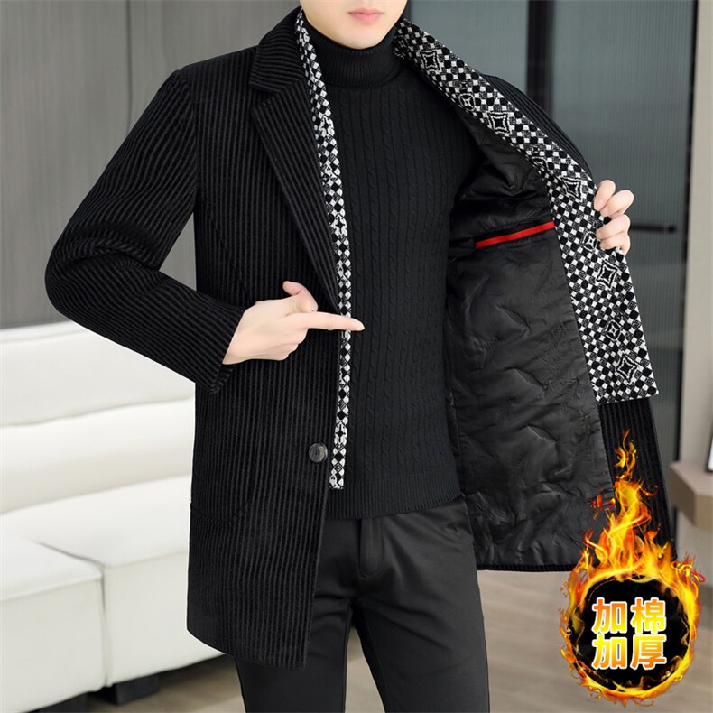 冬季新款男士毛呢大衣中长款加厚西装领风衣外套上衣7926P165，男装风衣，电商B226
