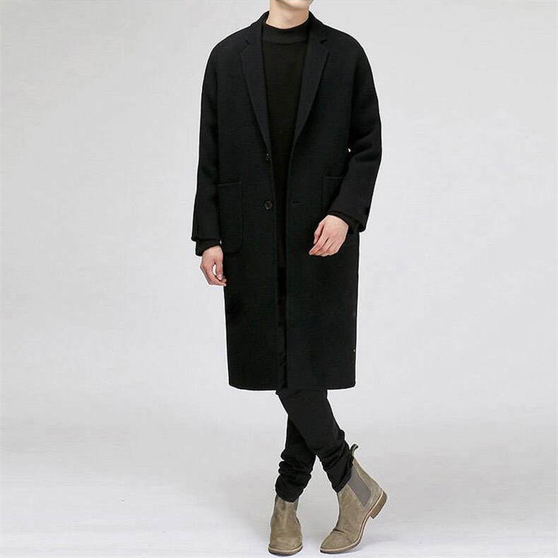 港风秋冬毛呢大衣男中长款过膝风衣大码男士呢大衣加棉FK26-P75，男装风衣，星座1513