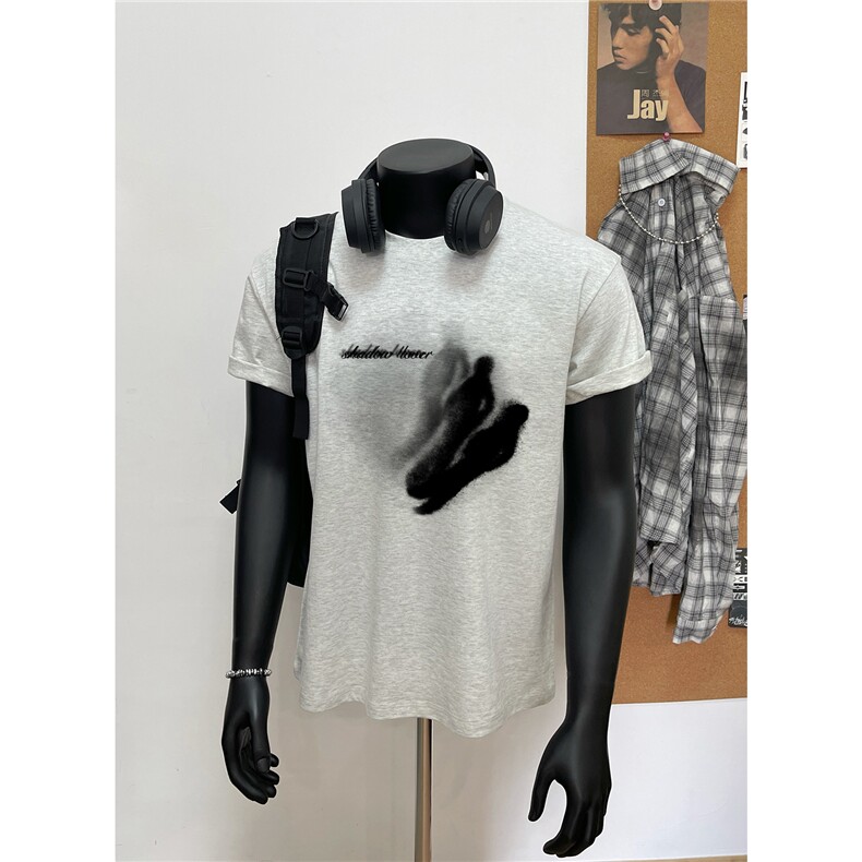 现货潮个性模糊人物图案印花网红同款男女短袖T恤2722-P29，男装T恤，电商C310