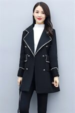 2020年秋冬修身黑色显瘦大毛呢外套女中长款韩版新款，女装毛呢外套，瑶迪依秀