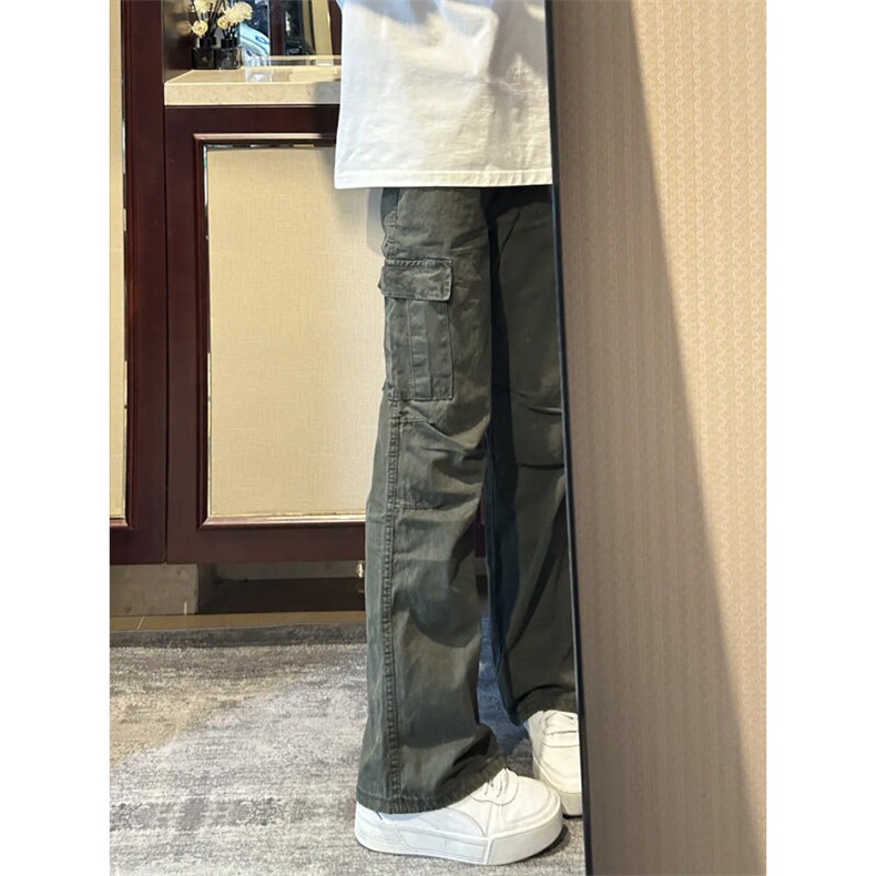 GZK112LL-特P55cleanfit军绿色工装裤男款宽松直筒阔腿裤,男装休闲裤,星座1007（原301D）
