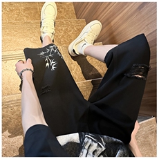 D2058-p45-控68现货风宽松cleanfit牛仔裤七分裤黑暗，男装牛仔裤，星座116
