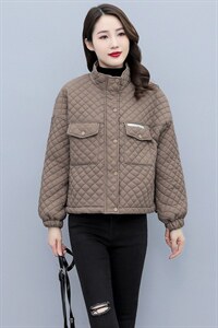 chic菱格棉服女2021年冬季新款棉衣棉袄ins潮韩版宽松短款图片