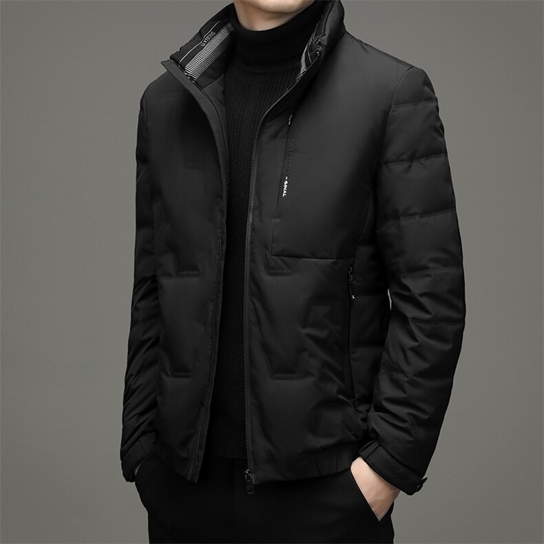 冬季新款加厚保暖立领羽绒服男装中年商务休闲上衣鸭绒外套男装,男装羽绒服,电商B212（原钱塘6029）