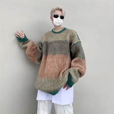 慵懒风撞色毛衣男美式复古休闲软糯针织衫小众百搭线衣MY0214-P50，男装针织衫/毛衣，星座308B-1