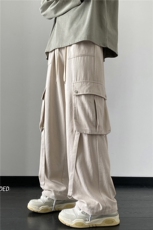 抖音品质宽松潮流口袋飘带工装裤新款休闲裤B315-K23447-p65控88，男装休闲裤，电商B315