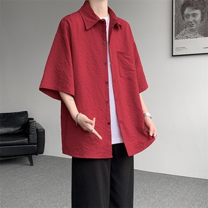 8XL-M泡泡纱盐缩肌理短袖衬衫男夏季冰丝外套防晒衬衣DC28011P36图片