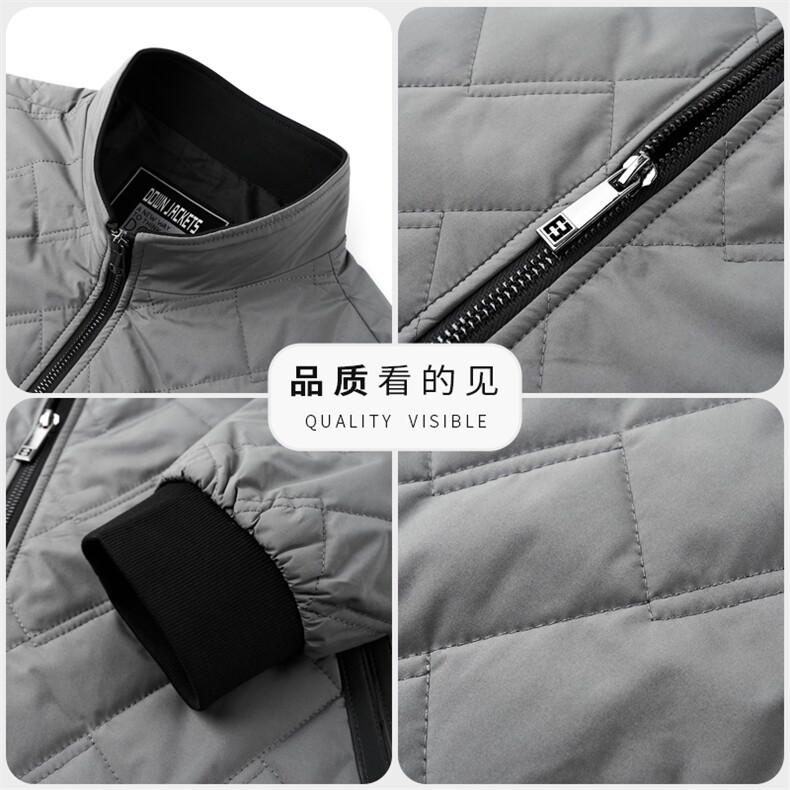 轻薄棉服男士2026新款休闲立领爸爸装夹克二棉短款棉衣外套,男装夹克,钱塘723
