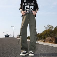 8XL-M工装裤男冰丝垂感降落伞速干休闲阔腿美式运动裤夏K9134P48，男装休闲裤，电商D206-1