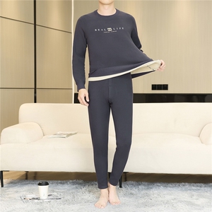 保暖内衣男士秋衣秋裤秋冬季中老年半高领加绒加厚防寒套装TZ2589,男装棉衣,星座310B-3