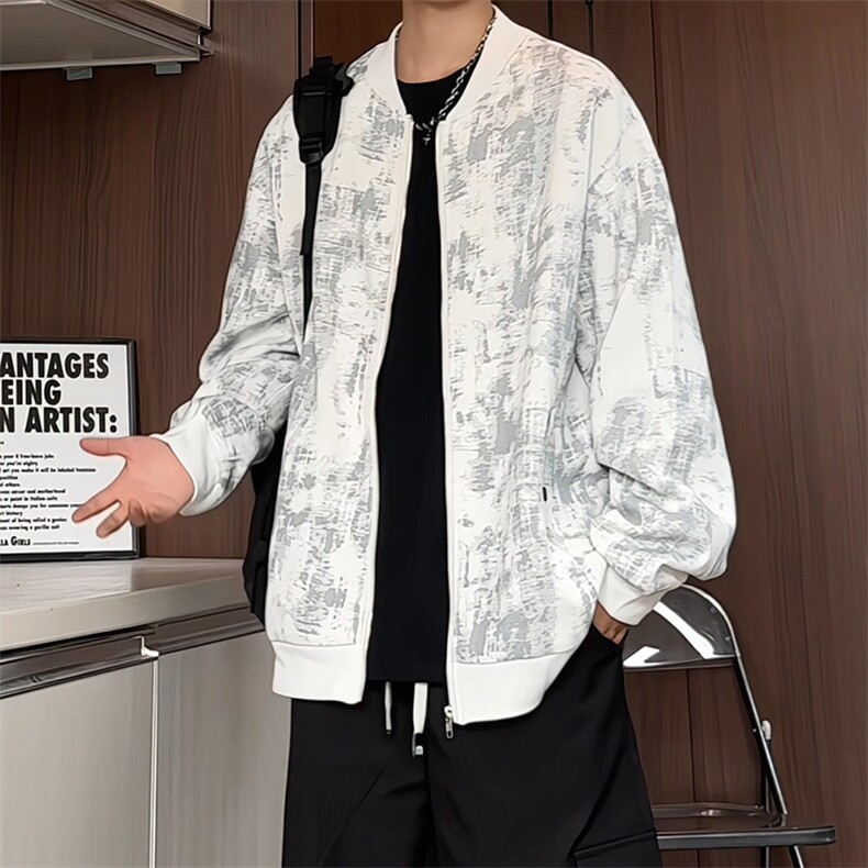 JK5063/P65春装新款不起球不掉色卫衣男夹克棒球服宽松大码外套,男装夹克,电商A141