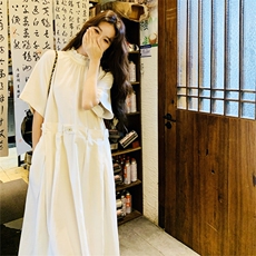 【现货夏装】木耳边拼接假两件连衣裙2C158-8383-P130-K188，女装连衣裙，2C158