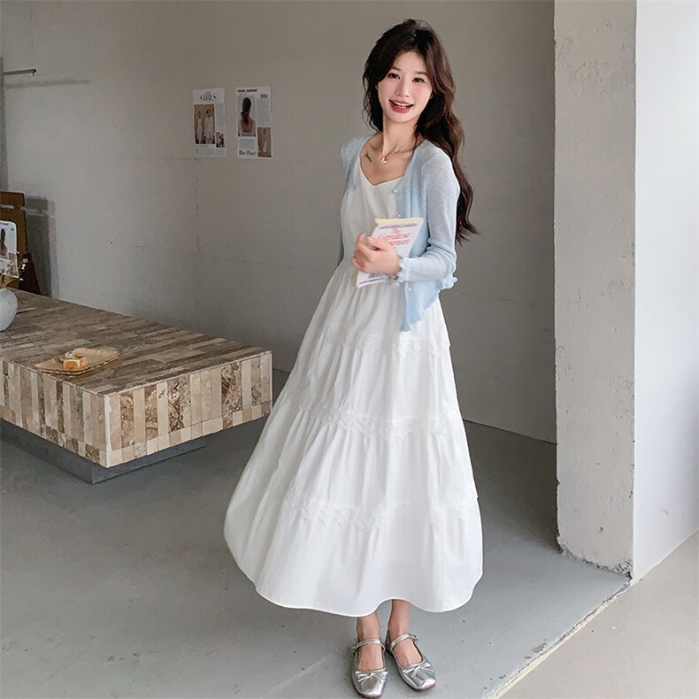 新款现货主推春夏衔接吊带连衣裙套装2522-P155-K228,女装套装/套裙,2C129