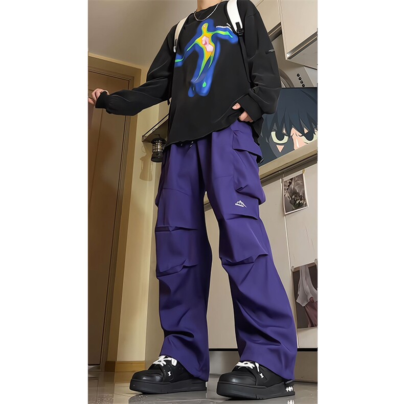 8XL-M刺绣冲锋裤男款大码春秋户外机能登山裤直筒阔腿裤KZ020P50图片