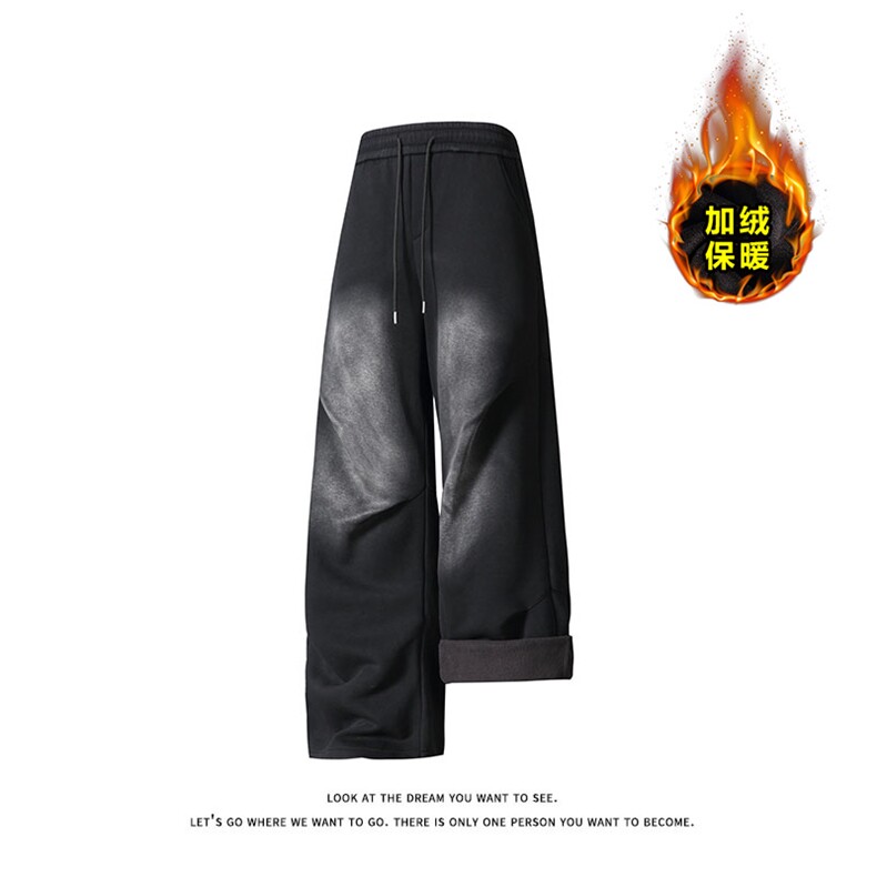 美式复古水洗休闲裤显瘦加绒加厚卫裤男K8687JR（加绒）-特价P49图片