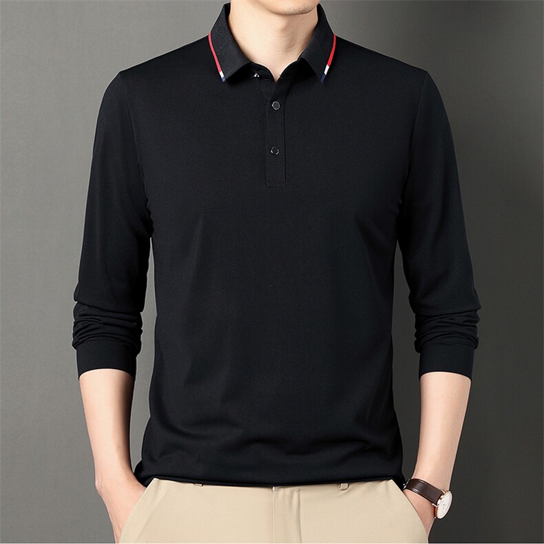 春秋款爸爸装长袖t恤中年男士宽松翻领纯色休闲POLO衫BE6615-P45,男装Polo衫,星座1105-3