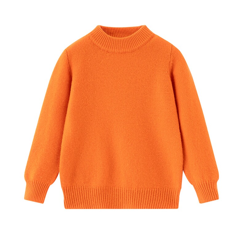 时尚儿童橙色半高领毛衣舒适保暖柔软亲肤春秋冬，童装毛衣，宏杨羊绒