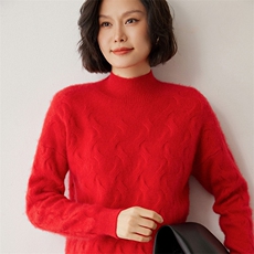 优雅百搭半高领羊绒衫时尚经典显瘦针织毛衣，女装羊绒衫，米琪莲羊绒