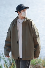 外套男宽松休闲连帽上衣防风防水男装户外夹克纯色F1992-特价P42，男装夹克，电商A007