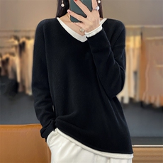 宽松型常规套头2025年夏季女士羊毛衫长袖单件V领，女装羊毛衫，春贝羊绒