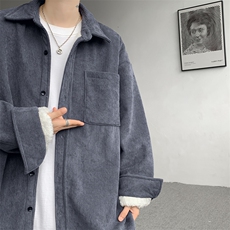 8XL-M加绒灯芯绒衬衫大码复古秋冬保暖上衣外套CS9001/P58加绒68，男装衬衫，电商B238