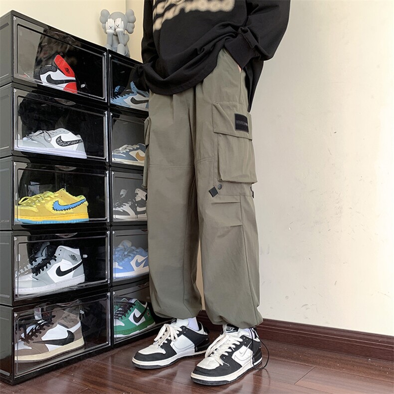 港风工装休闲裤男宽松直筒束脚伞兵裤KP803 P55图片
